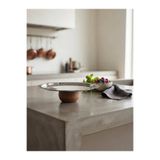 Rabo Craft Ahşap Ayaklı Çelik Metal Servis Sunum Tabağı - 26x19