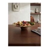 Rabo Craft Ahşap Ayaklı Çelik Metal Servis Sunum Tabağı - 28 Cm