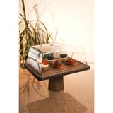 Rabo Craft Büyük Boy Ayaklı Kare Ahşap Stant Kek Fanusu ve Sunumluk Doğal Ahşap