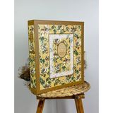 Rabsev 10x15 CM 500 Fotoğraf Kapasiteli Kutulu Çiçek Desenli Lüks Ofset Fotoğraf Albümü Sarı