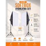 Rabsev 2'li Softbox Aydınlatma Seti 50x70 cm 2 Metre Işık Ayağı Fotoğraf Video YouTube Canlı Yayın SoftboxTekDuyluSet