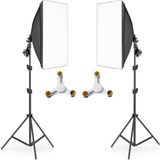 Rabsev 50x70cm Softbox İkili Set 3 Duylu Adaptörlü 200cm Ayaklı Ürün ve Video Çekim Işığı