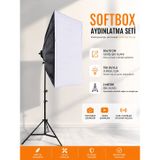Rabsev Softbox Aydınlatma Seti 50x70 cm 2 Metre Işık Ayağı Fotoğraf Video YouTube Canlı Yayın SoftboxTekDuyluTekli2