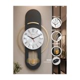 Racart Hareketli sarkaç, Cam Yüzeyli, Metal halkalı, Dekoratif Duvar Saati TOKYO ANTRASİT GOLD 70 CM