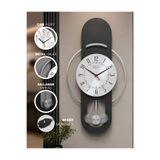 Racart Hareketli sarkaç, Cam Yüzeyli, Metal halkalı, Dekoratif Duvar Saati TOKYO ANTRASİT GÜMÜŞ 70 CM