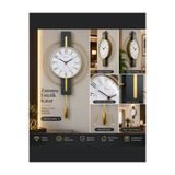Racart HAREKETLİ SARKAÇLI KAPALI KADRANLI METAL HALKALI DEKORATİF SESSİZ DUVAR SAATİ (LARA)