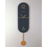 Racart Ultra Sessiz Sarkaçlı Saat, Mutfak Saati, Ofis Saati, Salon Saati, Çakıl - Antrasit - Gold - 75 cm
