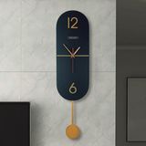 Racart Ultra Sessiz Sarkaçlı Saat, Mutfak Saati, Ofis Saati, Salon Saati, Çakıl - Siyah - Gold - 75 cm