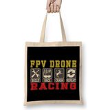 Race Crash Repeat Quad Copter Drone Racing Fpv Gifts For Everyone Made In Us Bez Çanta Uzun Saplı - Açık Bej - 40 X 40