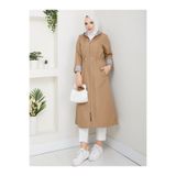 RACE FASHİON Çizgili Bondit Kumaş Tesettür Trençkot RC1205010