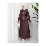 RACE FASHİON Denim Kot Çıtçıtlı Gömlek & Cepli Etek Tesettür Takım RC9026