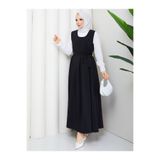 RACE FASHİON Düğme Detaylı Pileli Jile Tesettür Elbise RC6032