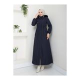 RACE FASHİON Tesettürlü Belden Lastikli İçi Kürklü Kapşonlu Tam boy Bondit Mont RC1405002