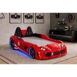 Raceing Car V8 Kapıları Açılan Koltuklu Full Ledli Arabalı Yatak, Kırmızı, 100X190