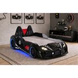 Raceing Car V8 Kapıları Açılan Koltuklu Full Ledli Arabalı Yatak, Siyah, 100X190