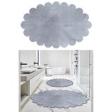 Rachel Carpet 2'li Açık Gri Banyo Halısı Peluş Halı Klozet Takımı 50x80 (Elips Papatya)-60x100 (Elips Papatya)