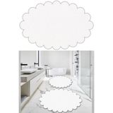 Rachel Carpet 2'li Beyaz Banyo Halısı Peluş Halı Klozet Takımı 50x80 (Elips Papatya)-60x100 (Elips Papatya)
