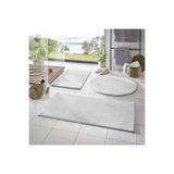 Rachel Carpet 3'lü Banyo Halısı Peluş Post Halı Klozet Takımı Beyaz 50x90/50x60/50x50 (Yuvarlak)