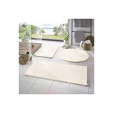 Rachel Carpet 3'lü Banyo Halısı Peluş Post Halı Klozet Takımı Krem Rengi 50x90/50x60/50x50 (Yuvarlak)
