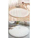 Rachel Carpet Beyaz Lüks Raschel Taban Yıkanabilir Kaymaz Taban Yuvarlak Peluş Halı Yolluk, 50 x 50