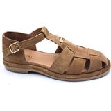 Rachel Milano R40208 Hakiki Süet Deri Burnu Kapalı Camel Renk Kadın Sandalet Ayakkabı