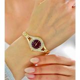 Rachel Silver Zirkon Taşlı Gold Renk Bordo Kadran Kadın Saat - Altın - Bordo