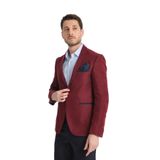 Racinos Erkek Bordo Kalın Kadife Kumaşlı Dirsekli Slim Fit Dar Kesim Spor Blazer Ceket Bordo 48
