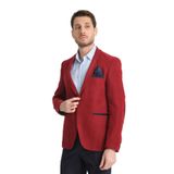 Racinos Erkek Kırmızı Kalın Kadife Kumaşlı Dirsekli Slim Fit Dar Kesim Spor Blazer Ceket Kırmızı 46