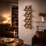 Rack And Cork - Modern 6'lı Masif Ahşap Şaraplık | 6 Şişe Kapasiteli | Duvar Ahşap Şaraplık Rafı