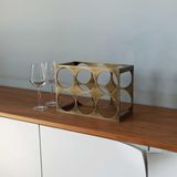 Rackandcork Rack And Cork Masif Masaüstü Şarap Rafı | 6 Şişe Kapasiteli | Modern Metal Profil Şarap Depolama - Altın
