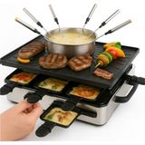 Raclette Fondü Seti 8 Kişilik Set - Tencere ve Izgara Plakalı - Tava ve Kazıyıcı Dahil (Fondü Seti) - Siyah
