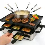 Raclette Fondü Seti 8 Kişilik Set - Tencere Ve Izgara Plakalı - Tava Ve Kazıyıcı Dahil (Fondü Seti)