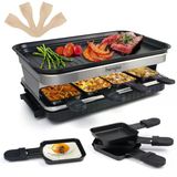 Raclette Izgara 8 Kişilik, 8 Tava, 1500W, Izgara Plakalı Masa Izgarası