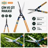 Raco 53218 Çim Ve Çit Makası 510 Mm Ahşap Saplı Profesyonel Bahçe Makası