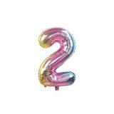 RADE SHOPPİNG 2 Rakam Folyo Balon Gökkuşağı Renk 76Cm