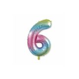 RADE SHOPPİNG 6 Rakam Folyo Balon Gökkuşağı Renk 76 Cm