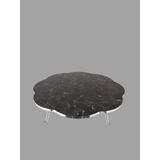 Raden Papatyavgümüş Detaylı Yer Sofrası-Masa - Siyah Mermer - 90 CM