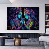 Radha Krishna Tablosu, Hint Geleneksel Kanvas, Lord Krishna & Radha Duvar Dekoru