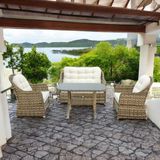 Radiance | Rehome Rattan Bahçe Oturma Grubu | 2+1+1+ Sehpa - 110x60x66 - Kahverengi