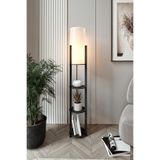 Radiente Yuvarlak Raflı Lambader Madran Ceviz – 135 cm Modern Zemin Lambası, 3 Raflı Kitaplık Tasarımlı, E27 Uyumlu, Aletsiz Kurulum, MDF Gövde, Salon & Yatak Odası Aydınlatma