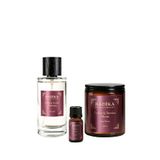 Radika Aromatherapy Bolluk & Bereket Doğal Mum + Kolonya Ve Yağ Harmanı Seti - Bordo