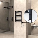 Radiva Haiti 300 W 500x700 mm Düz Mat Siyah Oned On Off Termostatlı Sağ Elektrikli Havlupan