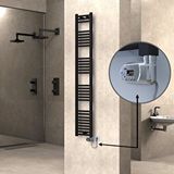 Radiva Haiti Elektrikli Havlupan 300x1800 Düz Siyah (thesis Termostat) 600w