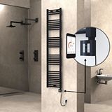 Radiva Haiti Elektrikli Havlupan 400x1800 Düz Siyah (ktx4 Termostat) 600w Spiral Kablolu