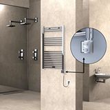 Radiva Haiti Elektrikli Havlupan 600x1000 Düz Krom (ktx3 Termostat) 300w Spiral Kablolu Renksiz