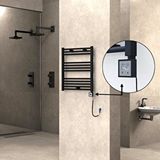 Radiva Haiti Elektrikli Havlupan 600x700 Düz Siyah (ktx3 Termostat) 300w Spiral Kablolu