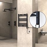 Radiva Haiti Elektrikli Havlupan 600x700 Düz Siyah (oned On/off ) Sağ 300w