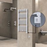 Radiva Haiti Elektrikli Havlupan Düz Beyaz Parlak (Ktx1 Termostat) Spiral Kablolu - 60 x 120