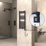 Radiva Haiti Elektrikli Havlupan Düz Siyah Mat (Ktx1 Termostat) Spiral Kablolu - 40 x 100