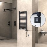 Radiva Haiti Elektrikli Havlupan Düz Siyah Mat (Ktx1 Termostat) Spiral Kablolu - 50 x 100
